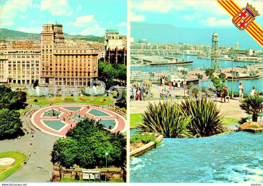 Barcelona - Plaza de Cataluna - Vista parcial del Puerto - Catalonia square - port - 645 - 1972 - Spain - used - JH Postcards