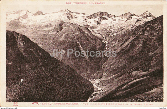 Luchon Superbagneres - Vue Plongeante sur le Cirque et la Vallee du Lys - 475 - old postcard - 1935 - France - used - JH Postcards