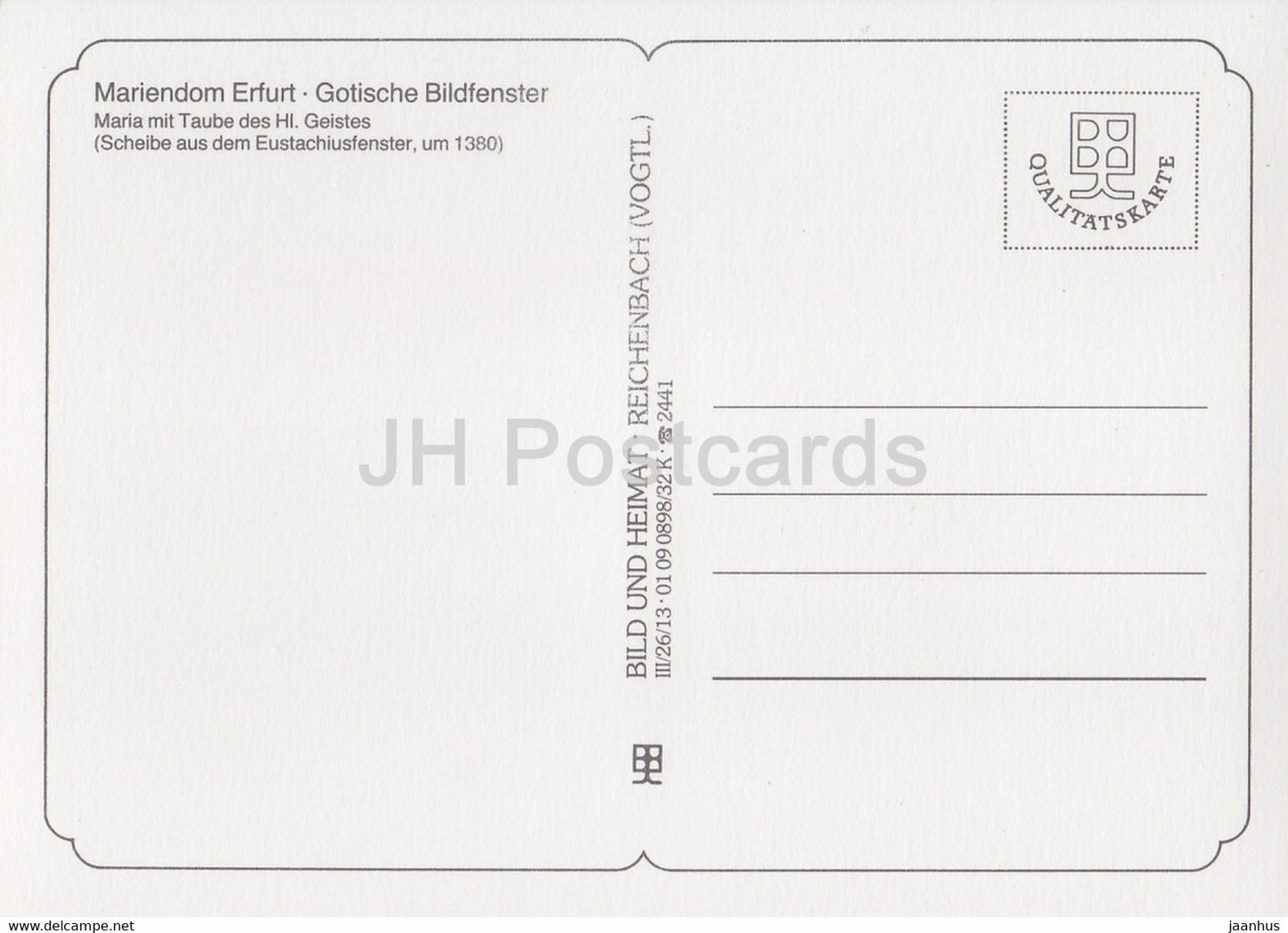 Maria mit Taube des Hl. Geistes - Mariendom Erfurt - Gotische Bildfenster - cathedral - DDR Germany - unused