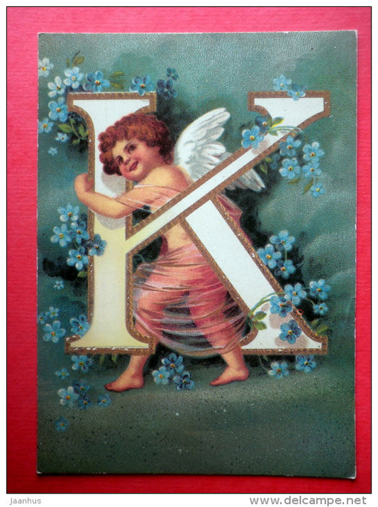 illustration - angel - reprint from 1900 - Sweden - sent from Finland Turku to Estonia USSR 1988 - JH Postcards