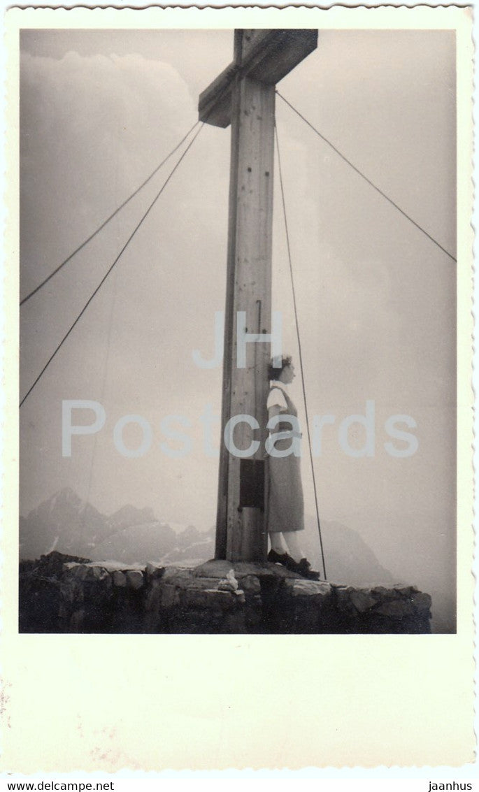 mountain top - Bayrisches Hochgebirge - old postcard - 1938 - Germany - used - JH Postcards