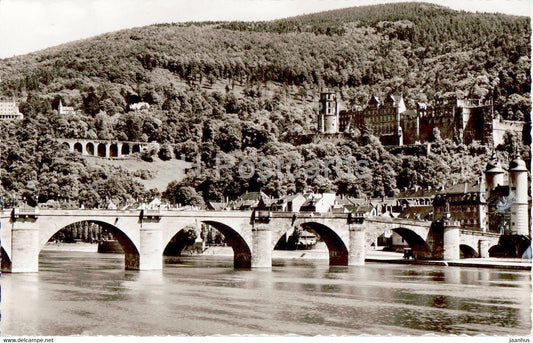 Heidelberg - bridge - 1296 - old postcard - Germany - used - JH Postcards