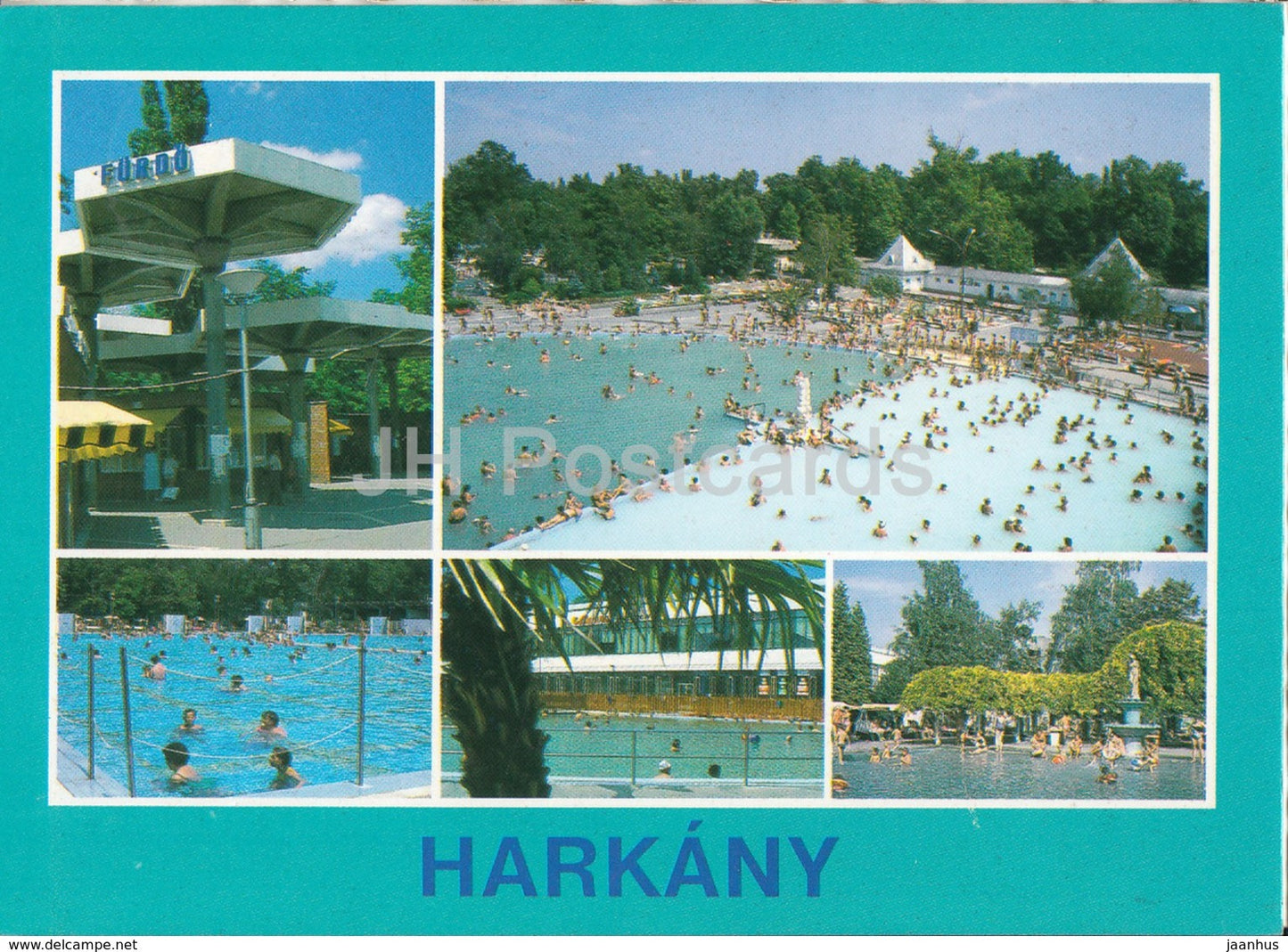 Harkany - pool - multiview - 1996 - Hungary - used - JH Postcards