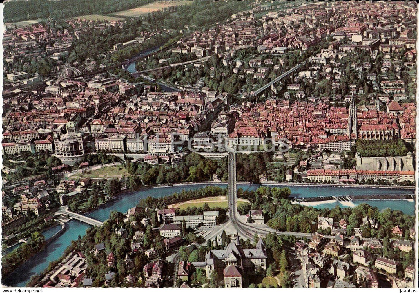 Bern - City Center - aerial view - Switzerland - 1964 - used - JH Postcards