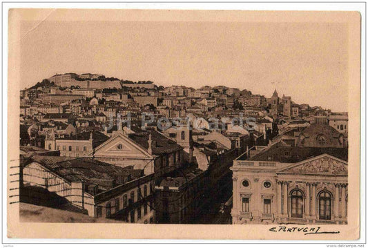 panorama - Castelo de S. Jorge e Se - castle - Lisboa - Portugal - sent from Portugal Lisboa to Estonia Tallinn 1931 - JH Postcards