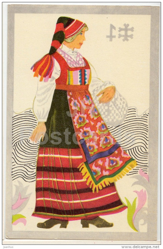 Saaremaa Anseküla - Folk Costumes of Estonian Islands - national costumes - 1973 - Estonia USSR - unused - JH Postcards