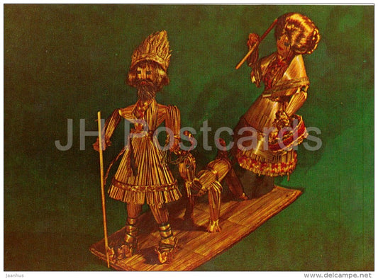 Anton leads a Goat to the Market - Belarusian Straw Toys - 1974 - Russia USSR - unused - JH Postcards