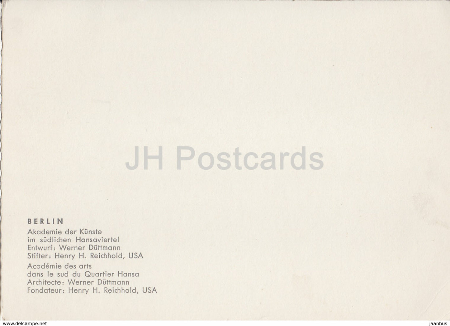 Berlin - Akademie der Kunste im Sudlichen Hansaviertel - Art Academy - Germany - unused