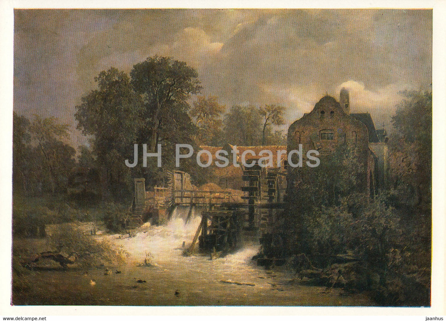 painting by Andreas Achenbach - Westfalische Muhle - watermill - 1168 - German art - Germany DDR - unused - JH Postcards