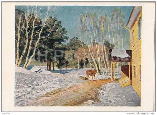 painting by I. Levitan - March , 1895 - horse - Russian art - 1953 - Russia USSR - unused - JH Postcards