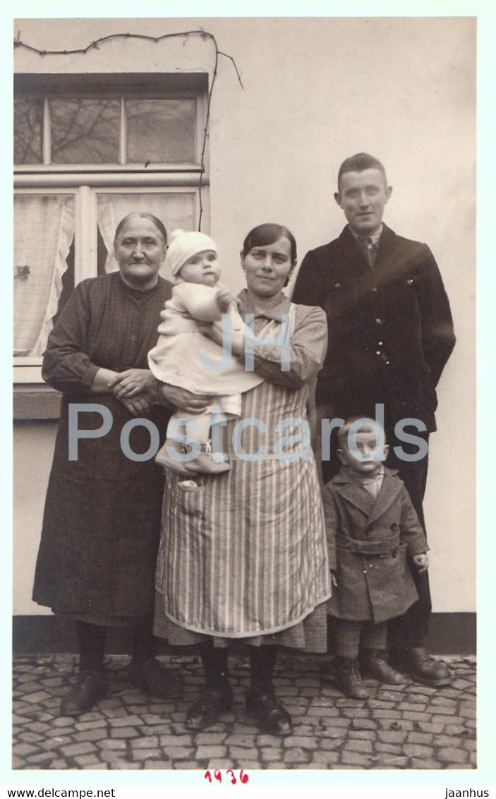family - photo - old postcard - 1936 - unused - JH Postcards