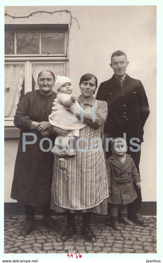 family - photo - old postcard - 1936 - unused - JH Postcards
