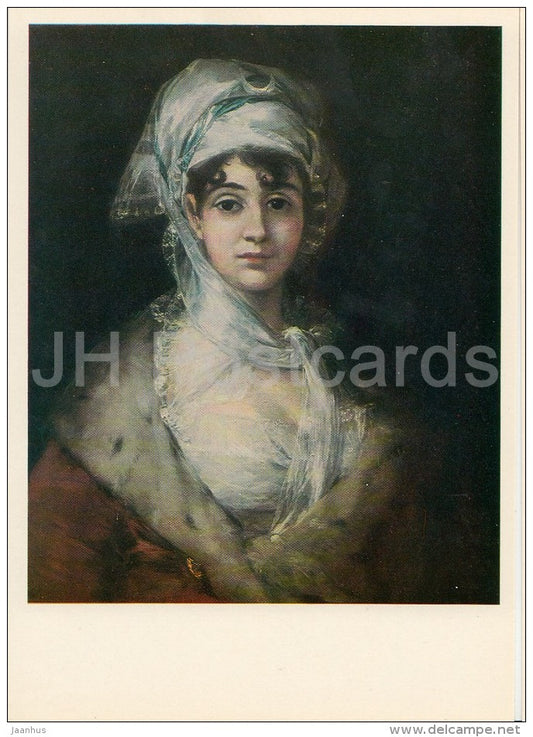 painting by Francisco Goya - Portrait of the Actress Antonia Zarate , 1811 - Spanish art - Russia USSR - 1980 - unused - JH Postcards