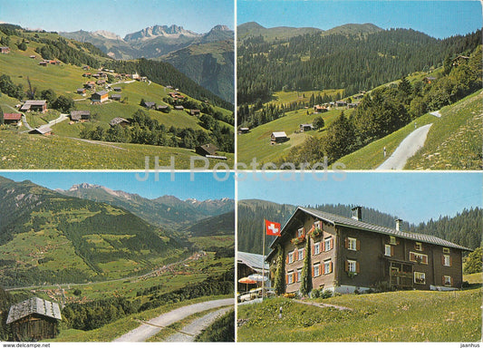 Furna 1400 m mit Drusenfluh - Prattigau - Silvrettagruppe - Gasthaus Hochwang - 1993 - Switzerland - used - JH Postcards