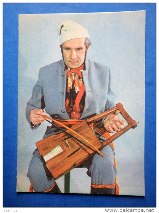 Bow Zither - Estonian folk instruments - folk costume - 1979 - Estonia USSR - unused - JH Postcards