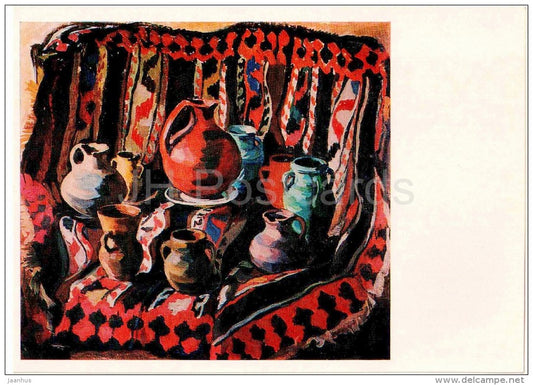 painting by Lavinia Bazhbeuk-Melikyan - Vessels , 1957 - armenian art - unused - JH Postcards