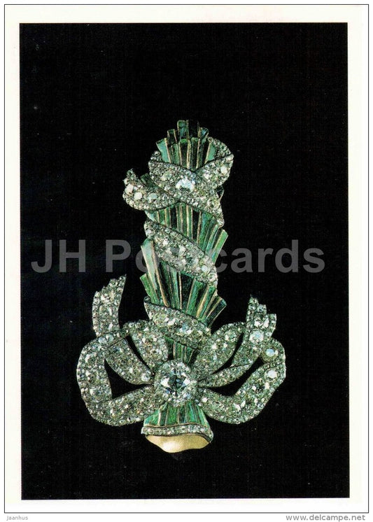 Porte-bouquet , 1750s - gold - silver - diamonds - email - Diamond Fund - Moscow - 1991 - Russia USSR - unused - JH Postcards