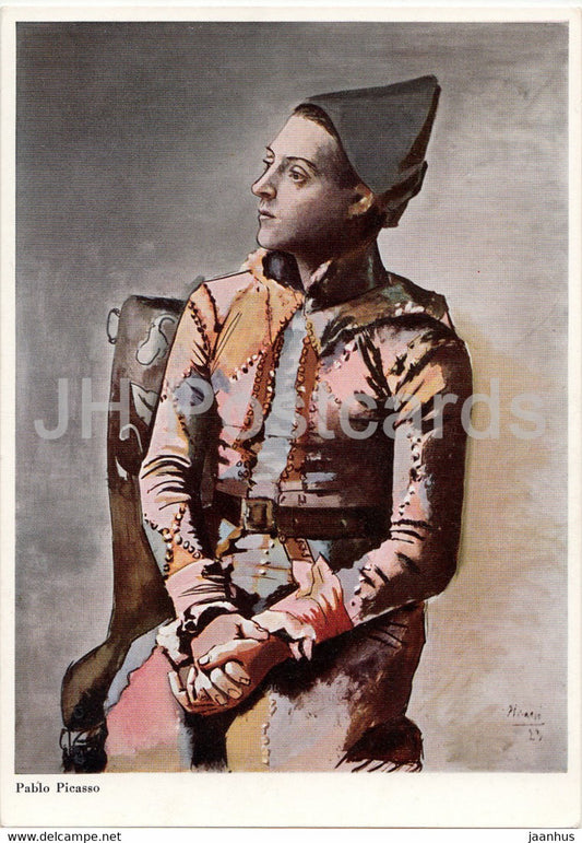 painting by Pablo Picasso - Arlequin - Spanish art - Switzerland - unused - JH Postcards
