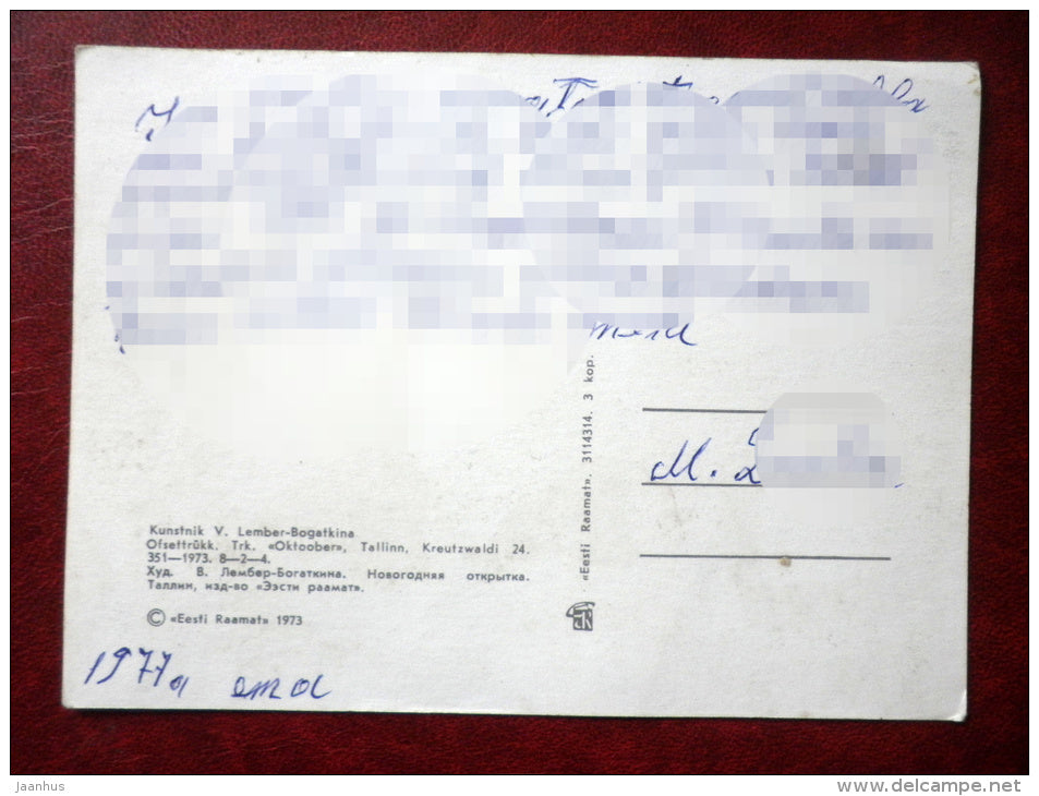 New Year Greeting card - by V. Lember-Bogatkina - 1973 - Estonia USSR - used - JH Postcards