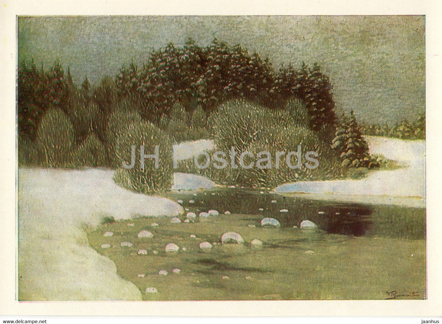 painting by Vilhelms Purvitis - Winter - 1 - Latvian art - Latvia USSR - unused - JH Postcards