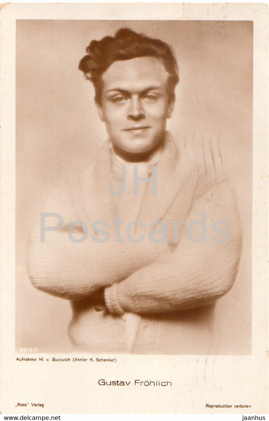 German actor Gustav Frolich - Film - Movie - 4819 - 1938 - Germany - old postcard - used - JH Postcards