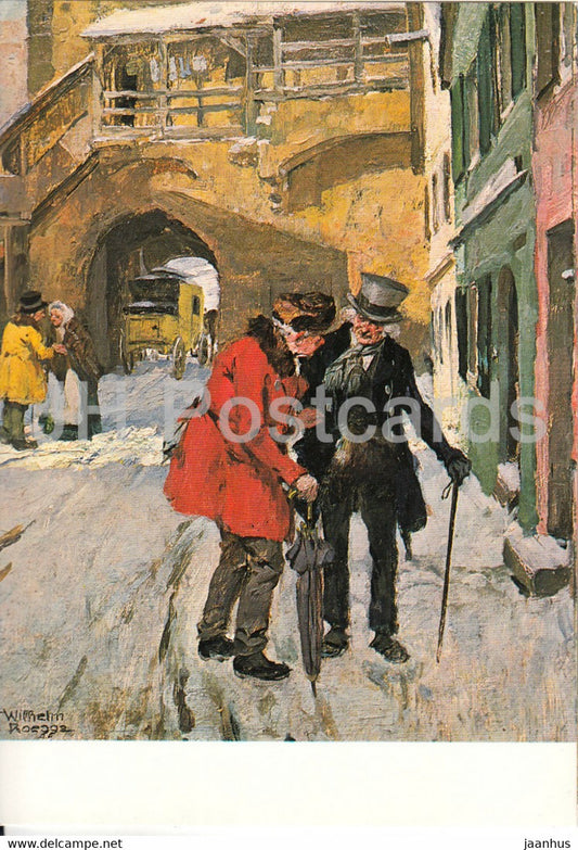 painting by Wilhelm Roegge - Neujahr zu Grossvaters Zeiten - New Years Day - German art - 1983 - Germany - unused - JH Postcards