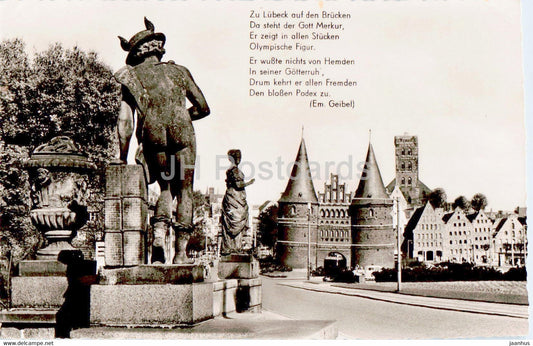 Lubeck - Merkur auf der Puppenbrucke - old postcard - 1958 - Germany - used - JH Postcards