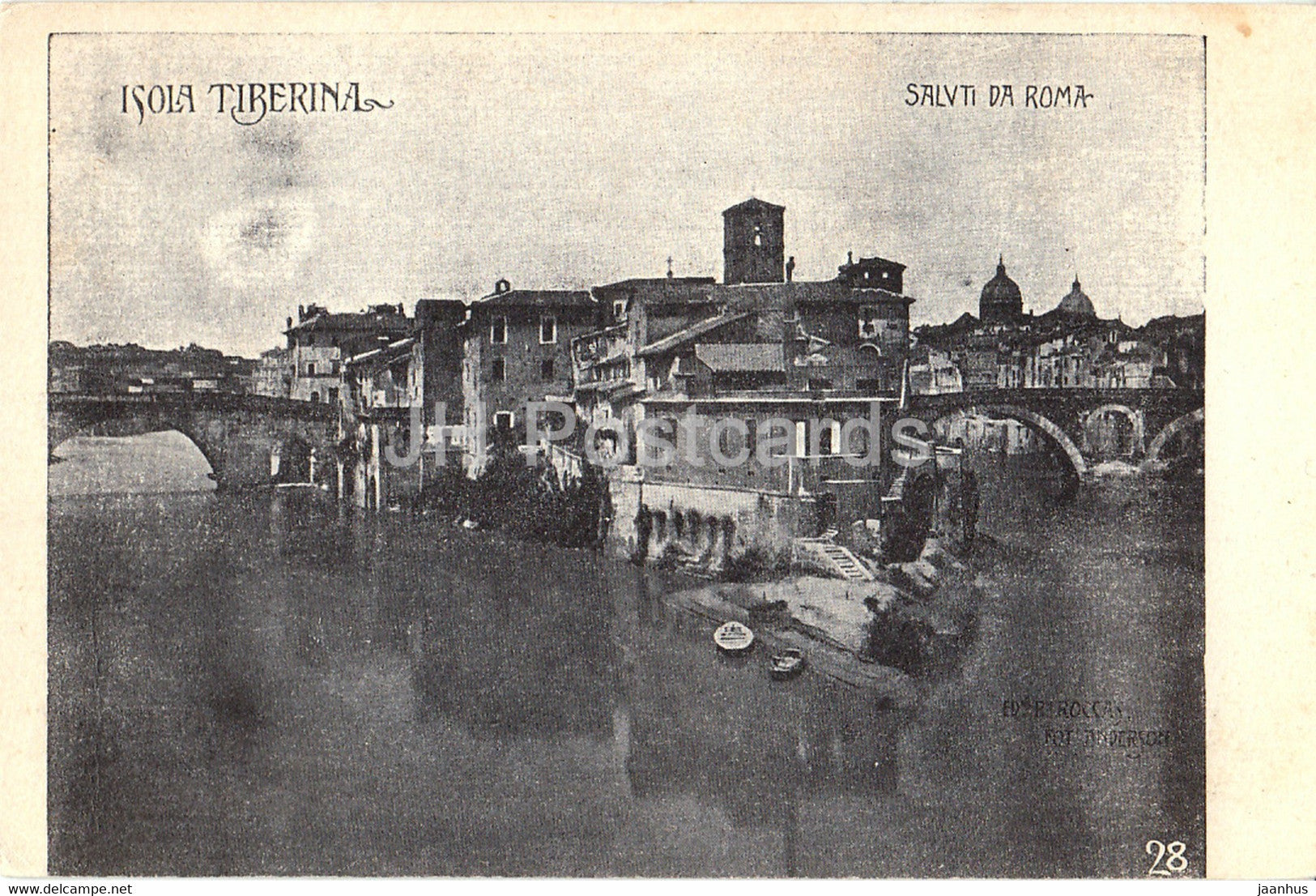 Roma - Rome - Saluti da Roma - Isola Tiberina - old postcard - Italy - unused - JH Postcards
