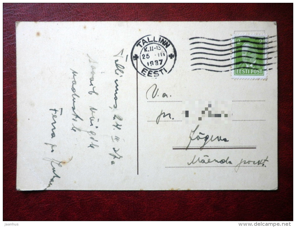 Easter Greeting Card - egg - circulated in Estonia 1937 , Tallinn - Estonia - used - JH Postcards