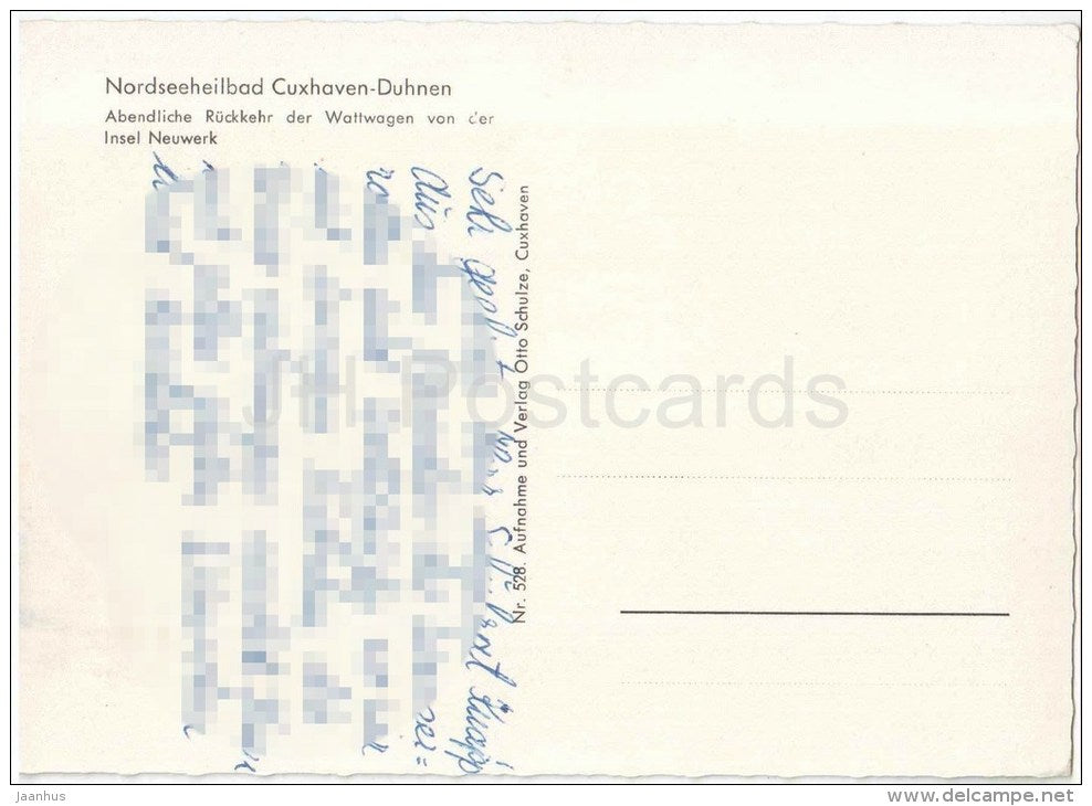 Nordseeheilbad Cuxhaven Duhnen - Abendliche Rückkehr der Wattwagen - Strand - carriage - Germany - gelaufen - JH Postcards