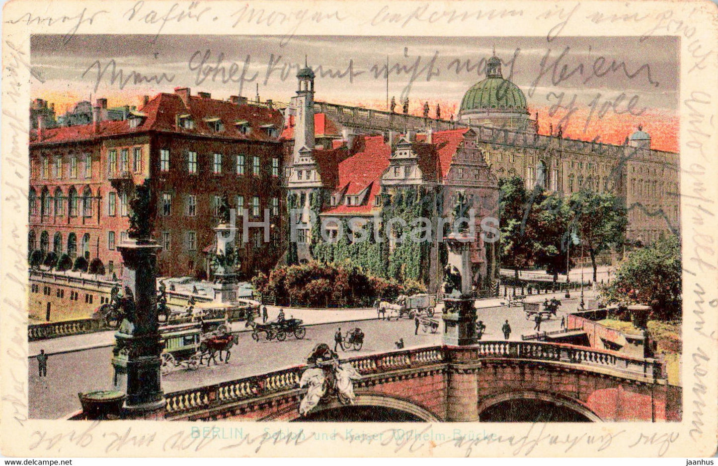 Berlin - Schloss und Kaiser Wilhelm Brucke - castle - bridge - old postcard - 1924 - Germany - used - JH Postcards