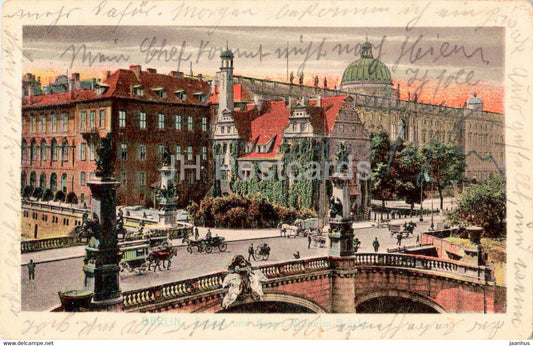 Berlin - Schloss und Kaiser Wilhelm Brucke - castle - bridge - old postcard - 1924 - Germany - used - JH Postcards