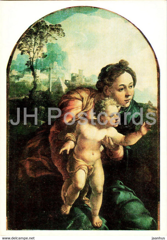 painting by Jan van Scorel - Madonna with Child - Dutch Art - 1989 - Russia USSR - unused - JH Postcards