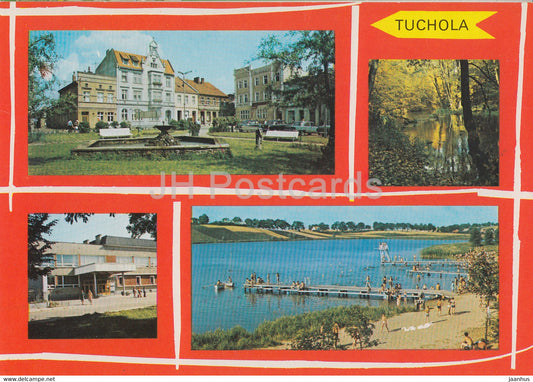 Tuchola - Wolnosci square - culture house - beach - multiview - Bulgaria - unused - JH Postcards