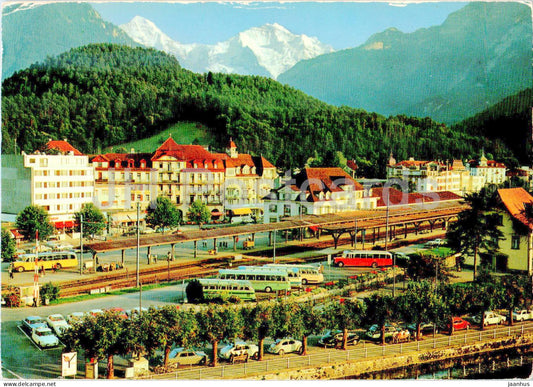 Interlaken - Bahnhofplatz - Monch - Jungfrau - railway station - bus - 34042 - Switzerland - used - JH Postcards