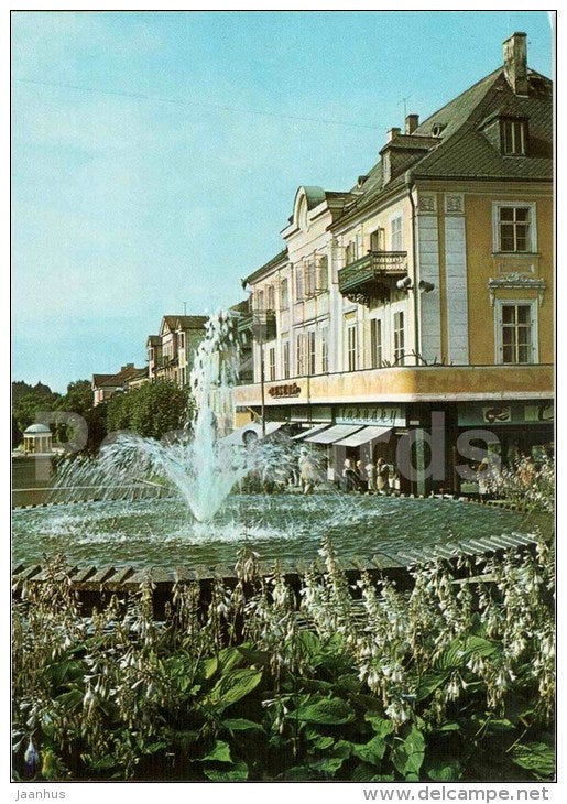 Frantiskovy Lazne - spa - National Street - fountain - Czechoslovakia - Czech - unused - JH Postcards