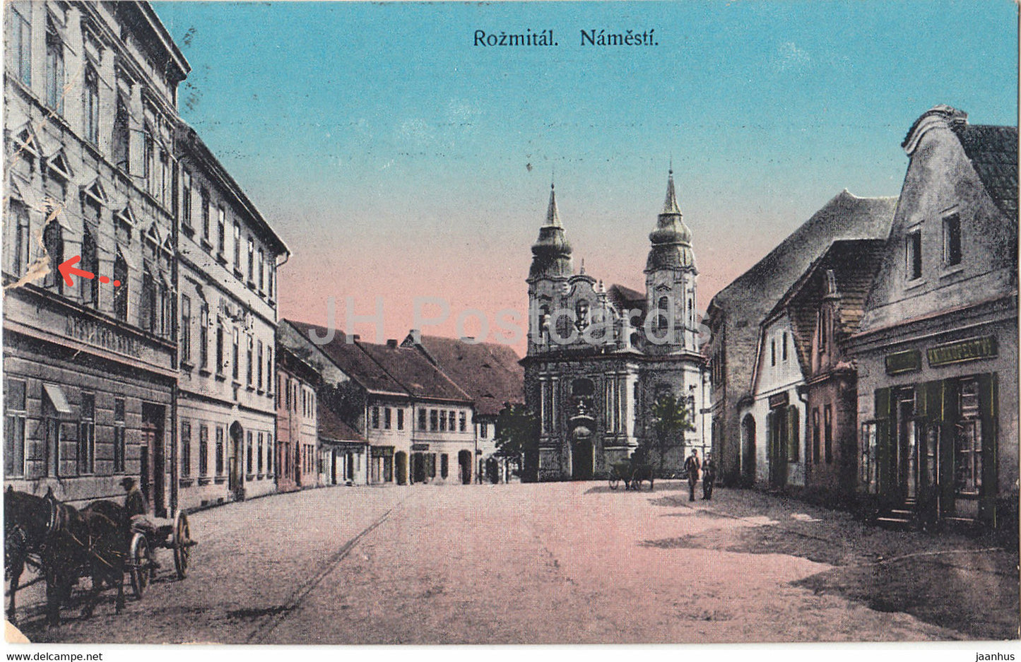 Rozmital - Namesti - square - old postcard - 1923 - Czech Republic - used - JH Postcards