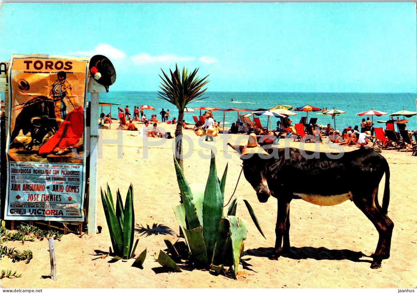 Espana Tipica - Escena en la playa - beach - animals - donkey - 819 - Spain - unused - JH Postcards