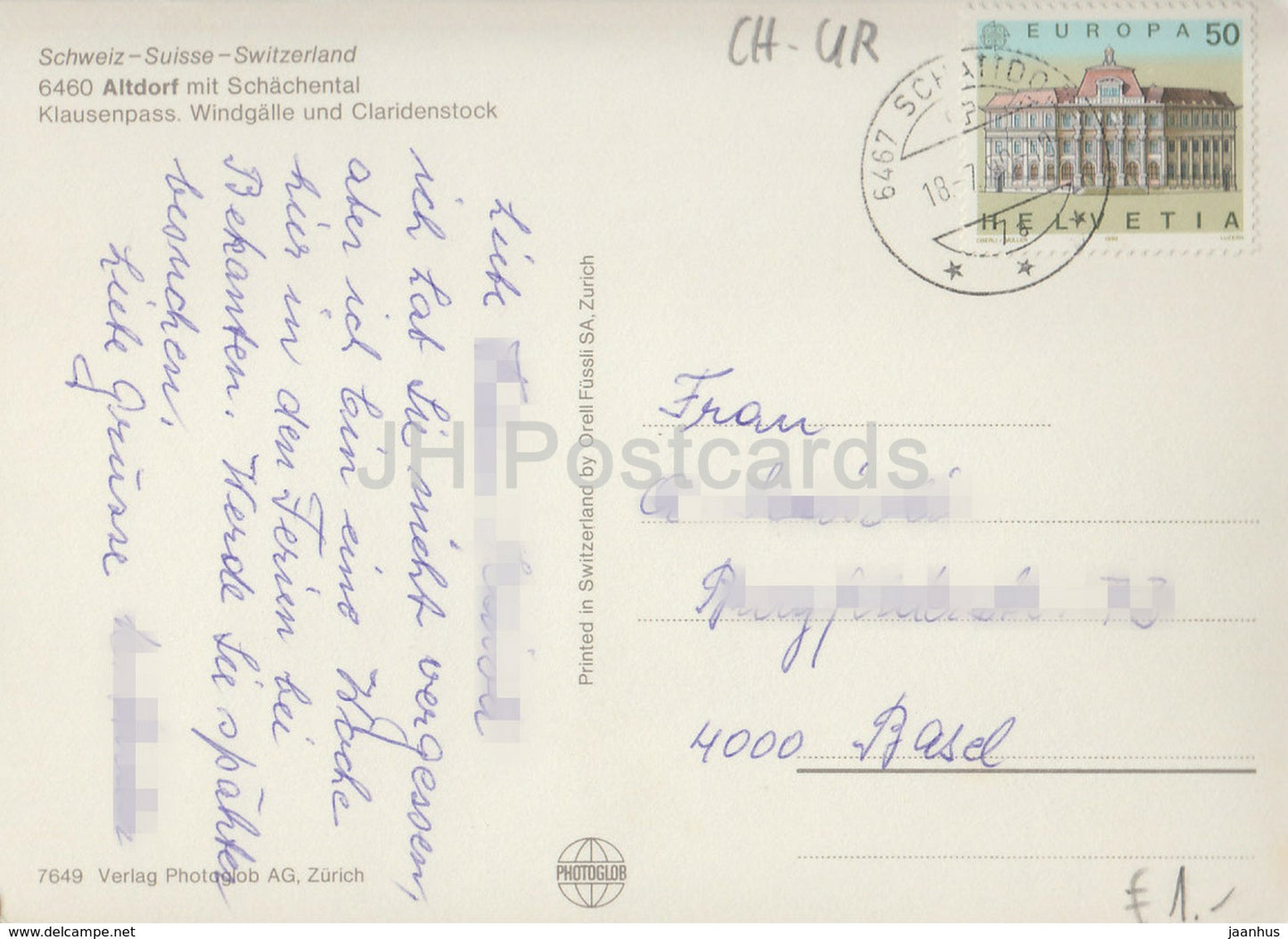 Altdorf mit Schachental - Klausenpass - Windgalle und Claridenstock - 6460 - Schweiz - gebraucht