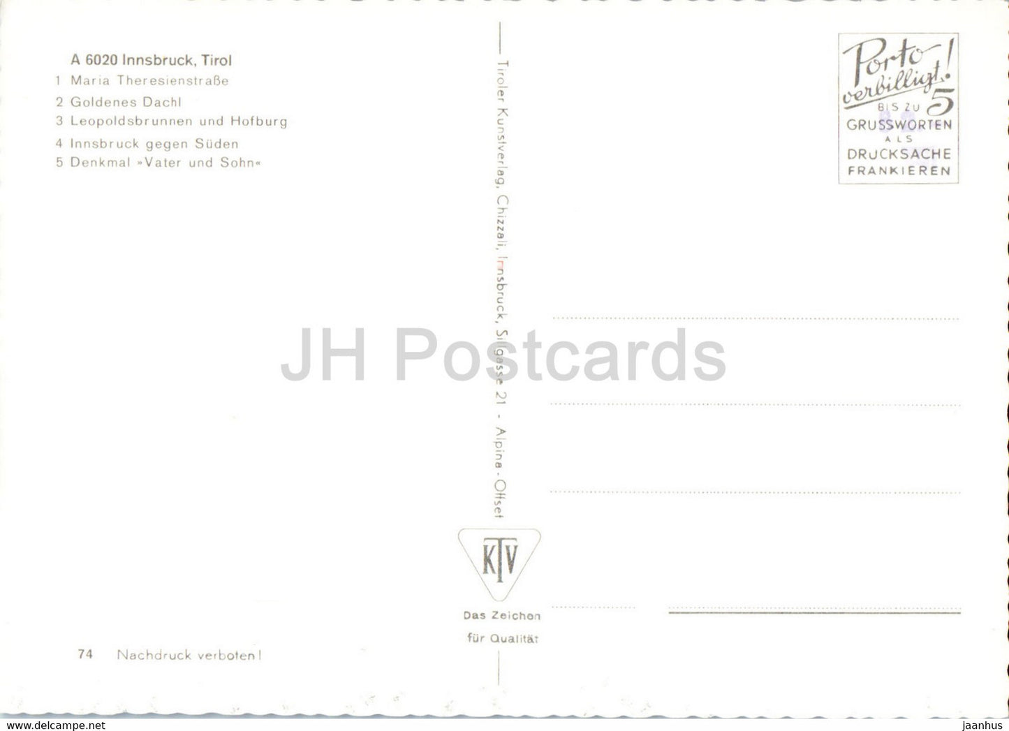 Gruss aus Innsbruck - Tirol - Maria Theresienstrasse - Goldenes Dachl - Leopoldsbrunnen - Austria - unused