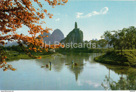 Kweilin - Guilin - Pagoda Hill from a distance - 1973 - China - unused