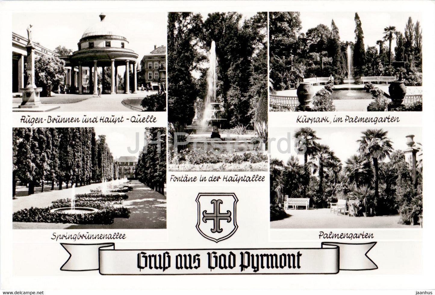 Gruss aus Bad Pyrmont - kurpark - Palmengarten - old postcard - Germany - unused - JH Postcards
