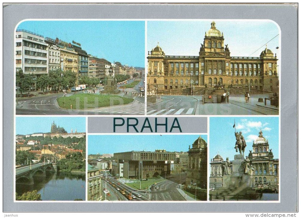 Praha - Prague - Vaclav square - National museum - St. Vaclav statue - Czechoslovakia - Czech - used 1985 - JH Postcards