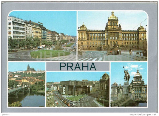 Praha - Prague - Vaclav square - National museum - St. Vaclav statue - Czechoslovakia - Czech - used 1985 - JH Postcards