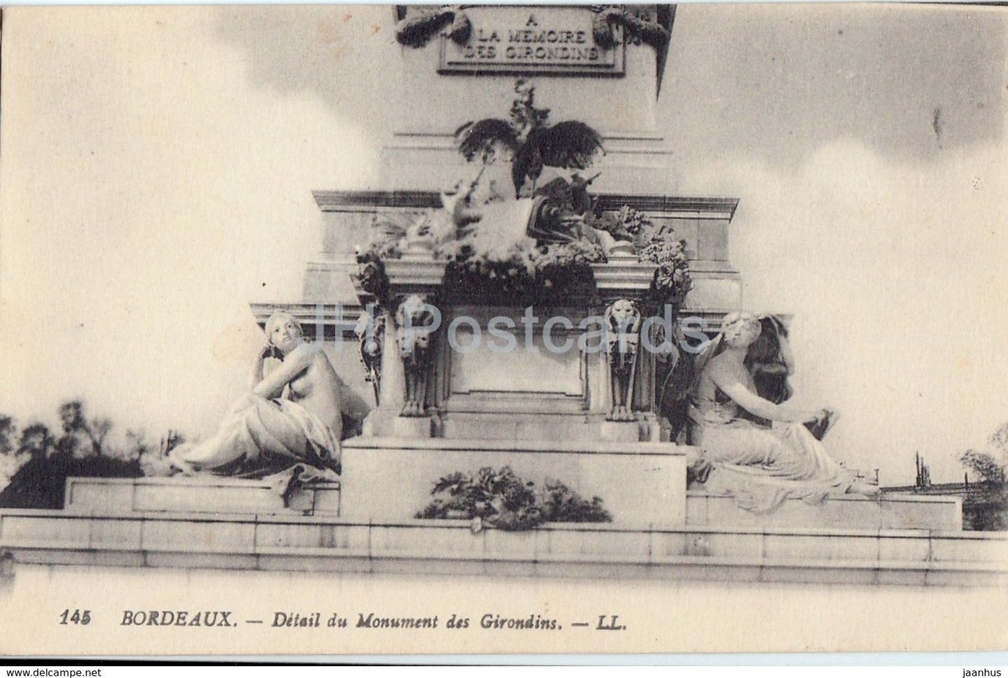 Bordeaux - Detail du Monument des Girondins - 145 - 1919 - old postcard - France - used - JH Postcards