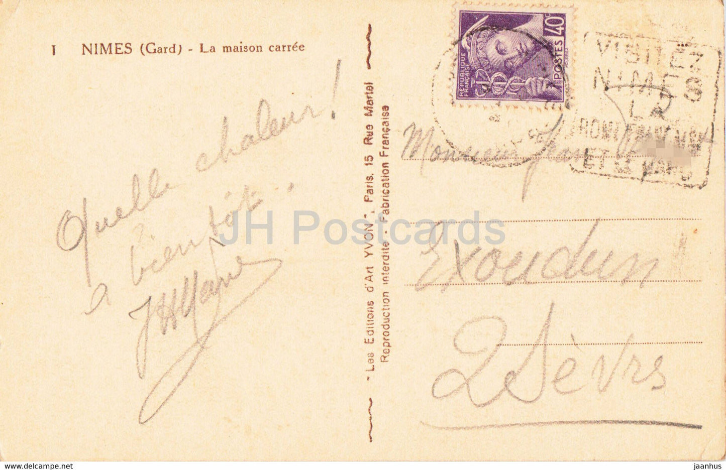 Nimes - La Maison carree - ancient - old postcard - France - used