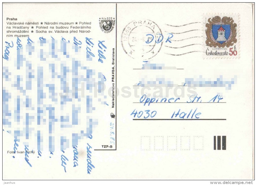 Praha - Prague - Vaclav square - National museum - St. Vaclav statue - Czechoslovakia - Czech - used 1985 - JH Postcards