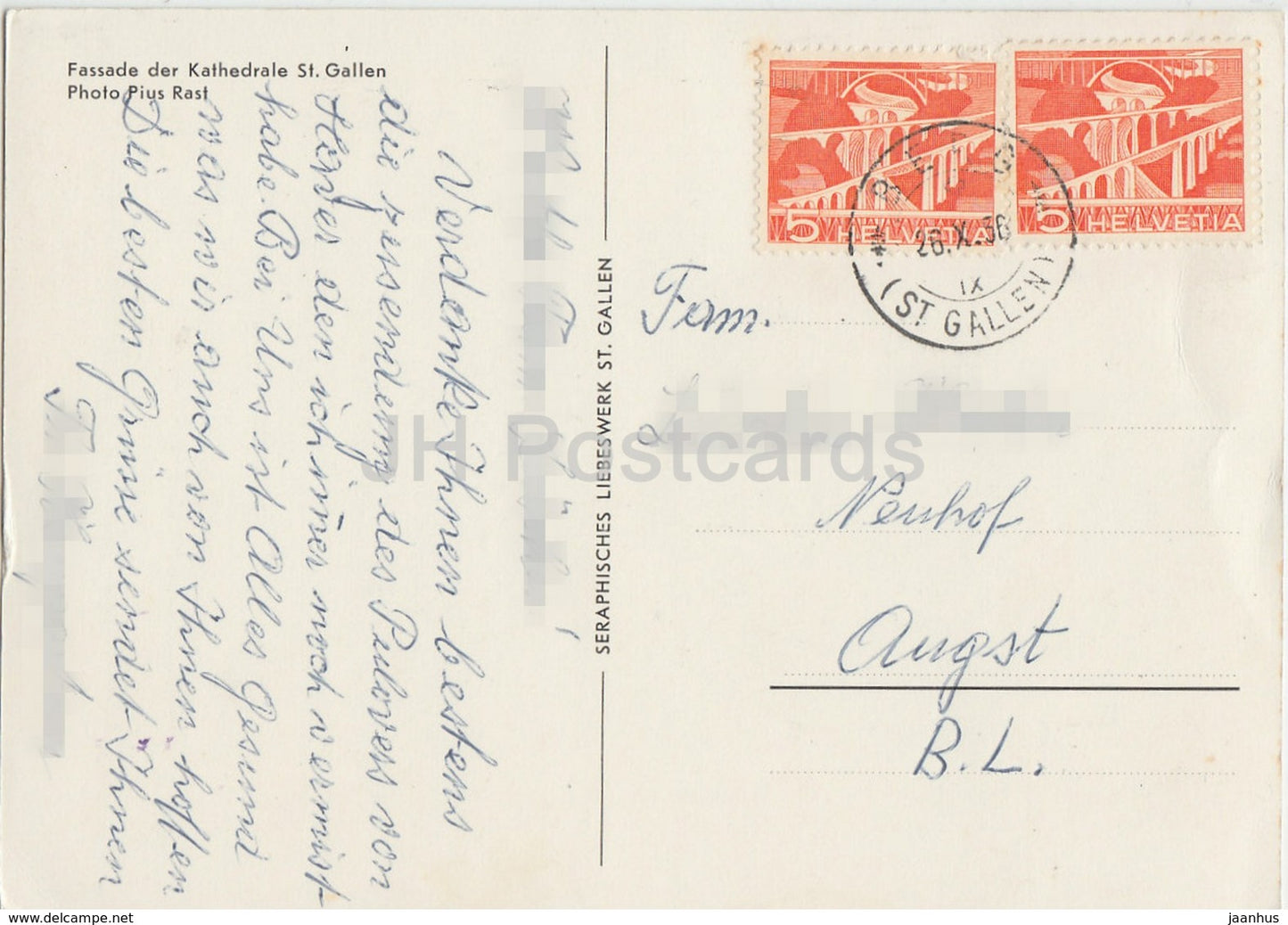 Fassade der Kathedrale St. Gallen - Kirche - Kathedrale - 917 - 1936 - Schweiz - gebraucht