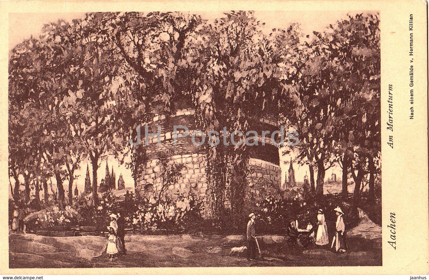 Aachen - Am Marienturm - Gemalde v Hermann Killian - old postcard - 1908 - Germany - used - JH Postcards