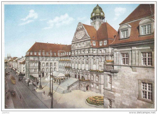 Kassel Rathaus - town hall - strassenbahn - tram - Germany - 1943 gelaufen - JH Postcards